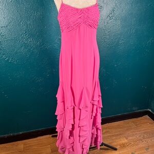 Deadstock 2003 Y2K Nina Massini pink beaded formal dress with scarf 10 retro